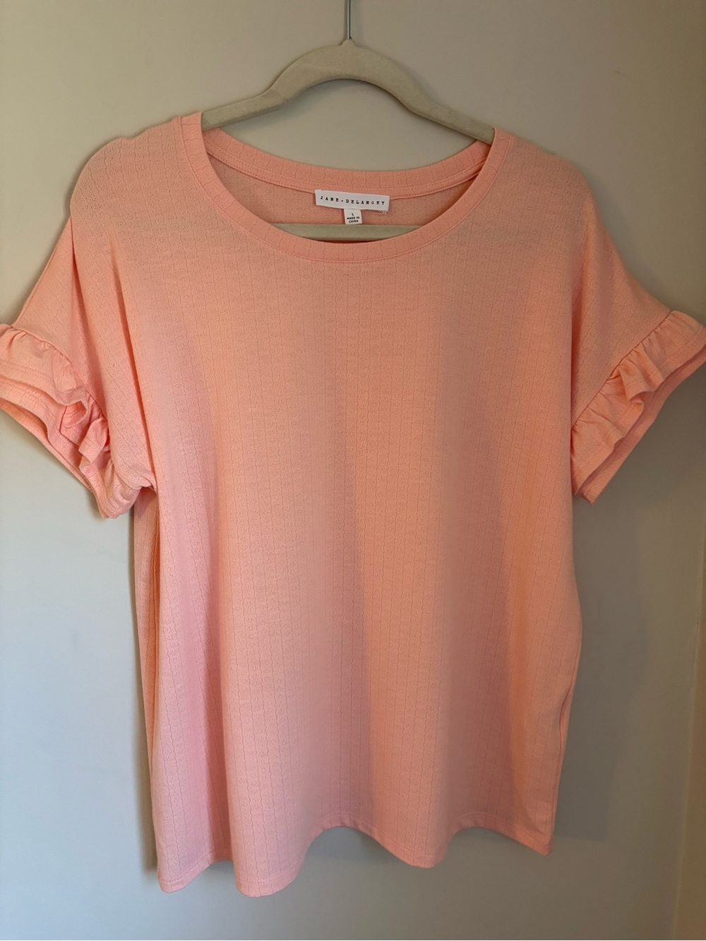 Jane and Delancey Peach Short Sleeve Ruffle Tee